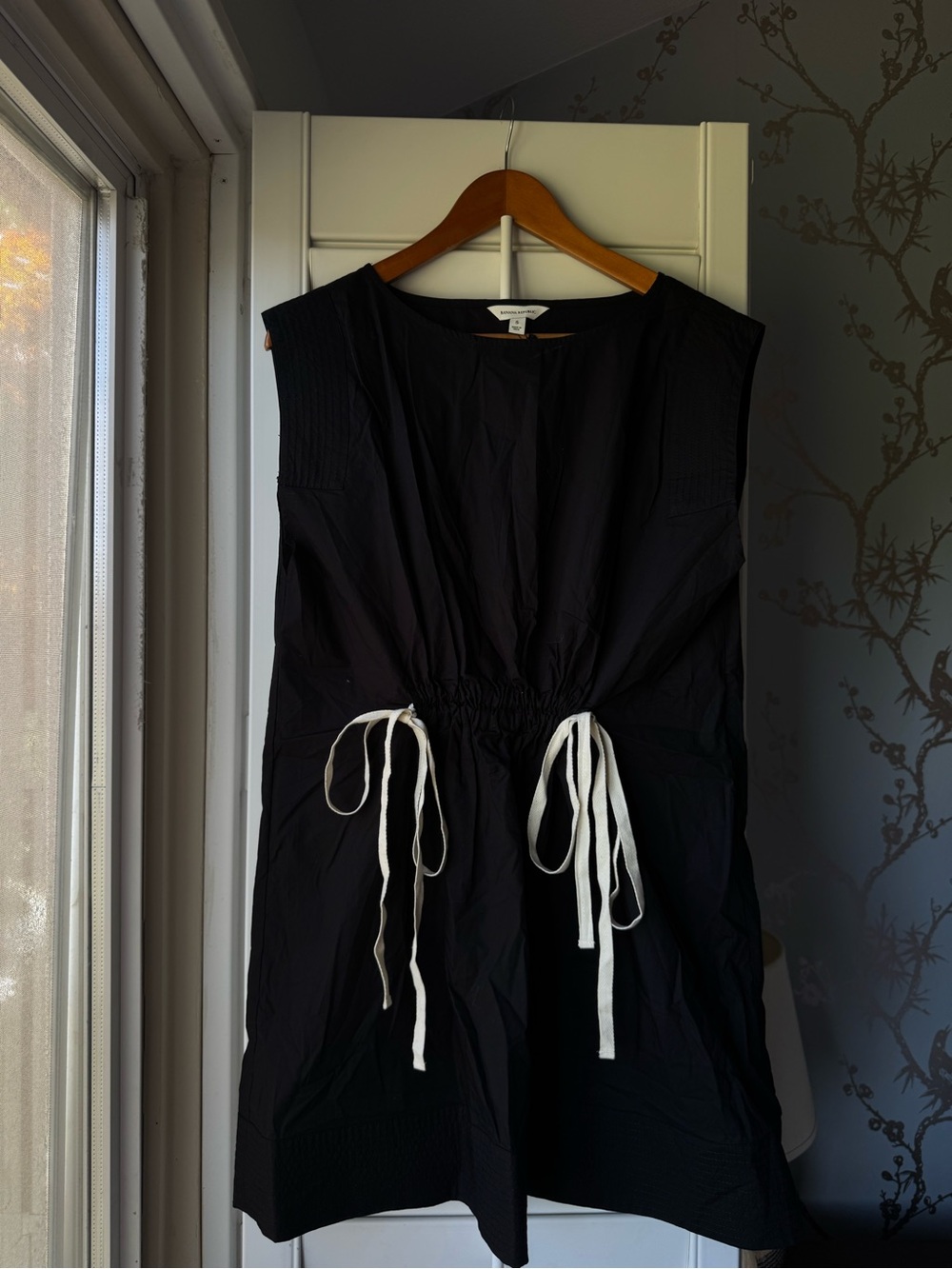Banana Republic Black Sleeveless Mini Dress with White Drawstrings
